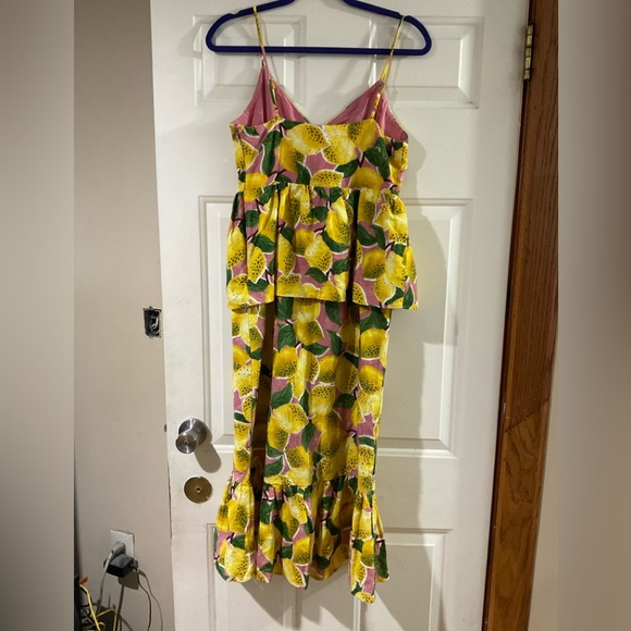 Farm Rio / anthropologie Fresh Lemons Ruffled Midi Dress Small - Picture 9 of 15